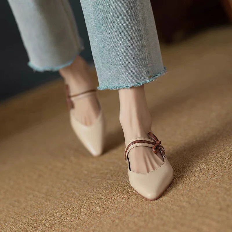 deanwangkt Shoes for Women New Bow Knot Thick with A Word with Summer Fashion Versatile Ladies Single Shoes Sandal - Deanwangkt