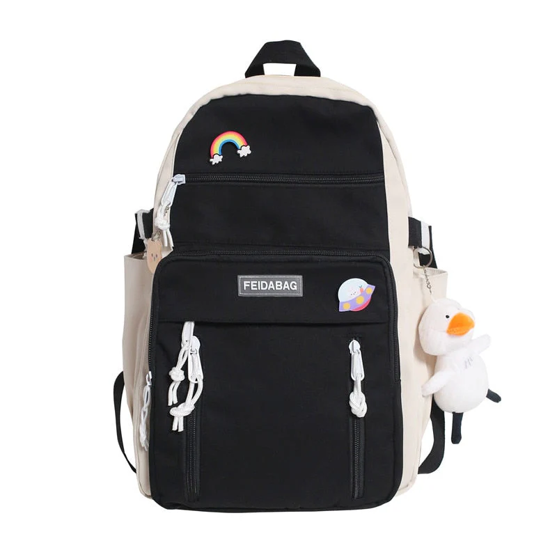 deanwangkt NEW High Capacity Fashion Big Student Backpack Badge Rucksack Girls School Bag Women Backpack Female Cute Leisure Travel Mochila - Deanwangkt