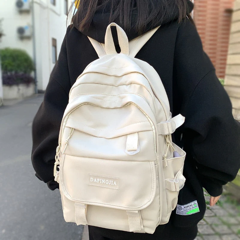 Cool Female Waterproof White College Backpack Trendy Lady Laptop Backpack Book Girl Travel Student Bag Fashion Women School Bags - Deanwangkt