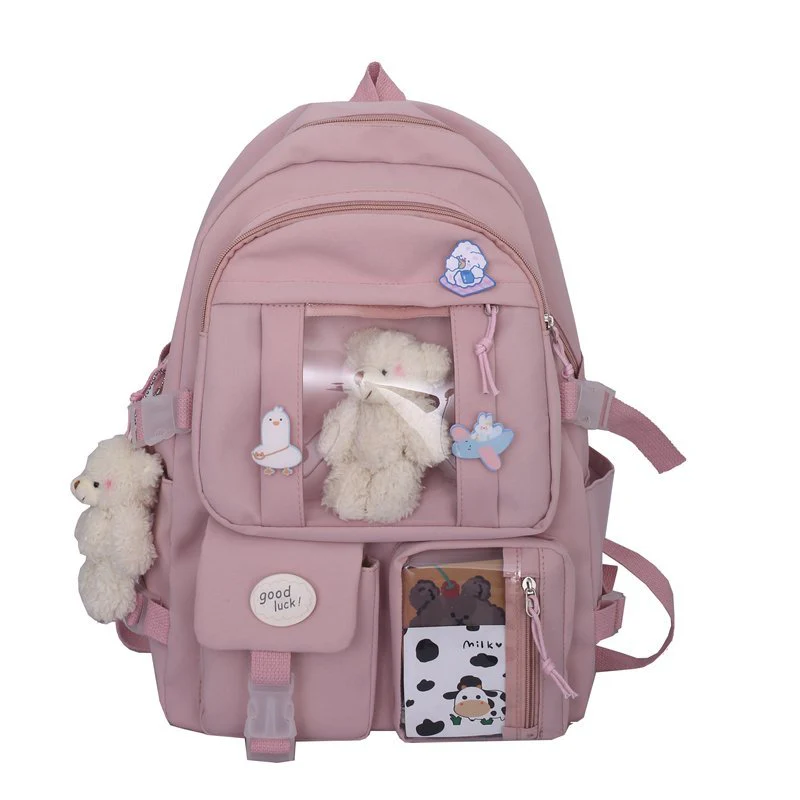 BACK TO SCHOOL  High School Girls Backpack Waterproof Multi Pockets For Teenage Harajuku Kawaii Black Women Cute Mochila SchoolBags - Deanwangkt