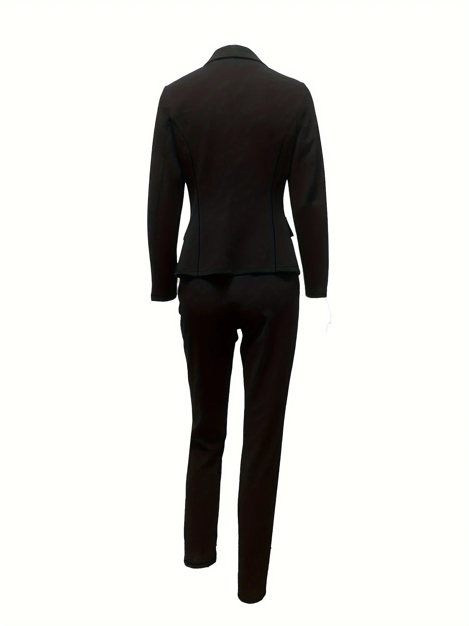 deanwangkt-1  Solid Two-piece Set, Dual Breasted Lapel Blazer & Slim Pants Outfits, Women's Clothing - Deanwangkt