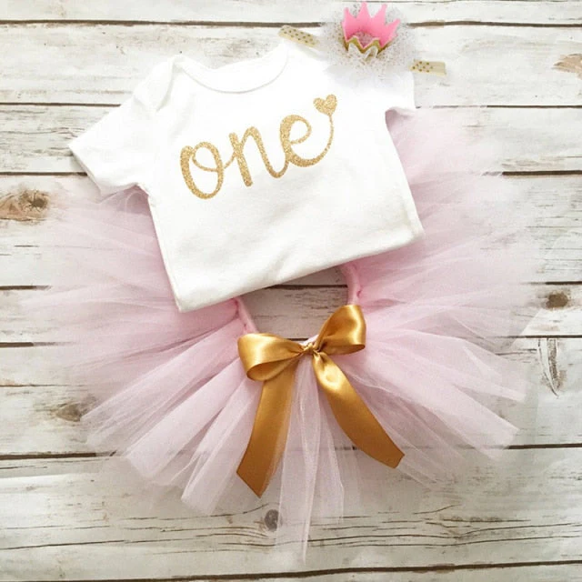deanwangkt My Little Baby Girl First 1st Birthday Party Dress Cute Pink Tutu Cake Outfits Infant Dresses Baby Girls Baptism Clothes 0-12M - Deanwangkt
