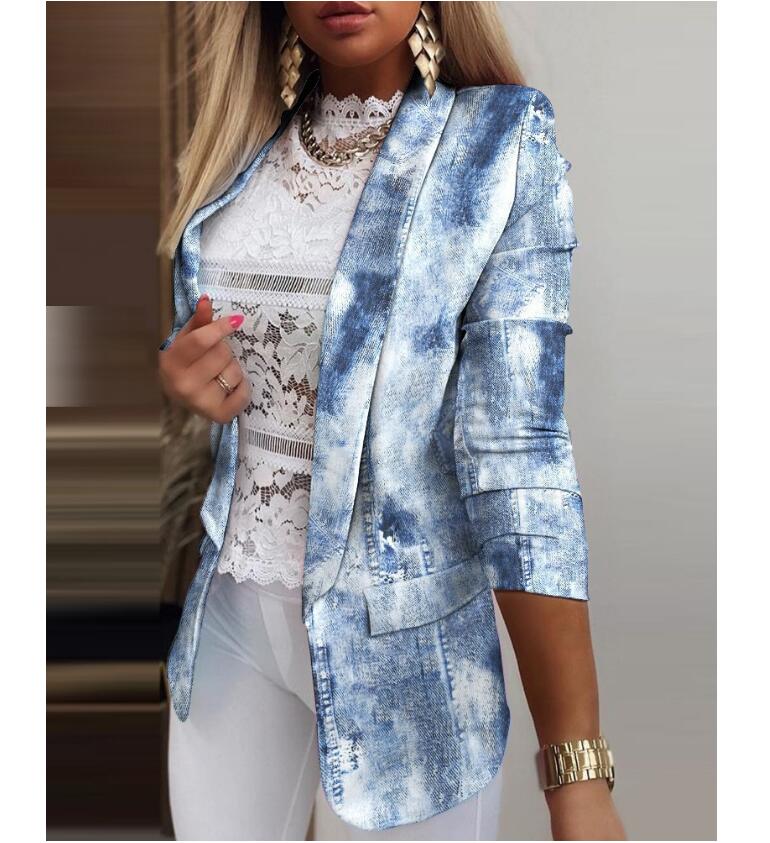 deanwangkt Office Ladies Autumn Simple Solid Blazer Coats Elegant Turn-Down Collar Cardigan Outerwear Suit Casual Long Sleeve Women Jackets - Deanwangkt
