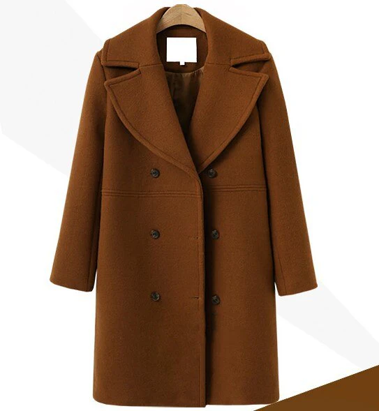 deanwangkt Elegant Double Breasted Long Ladies Coat Oversized Outwear  Winter Women Wool Coats Casual Effects Jackets Woolen Overcoat - Deanwangkt