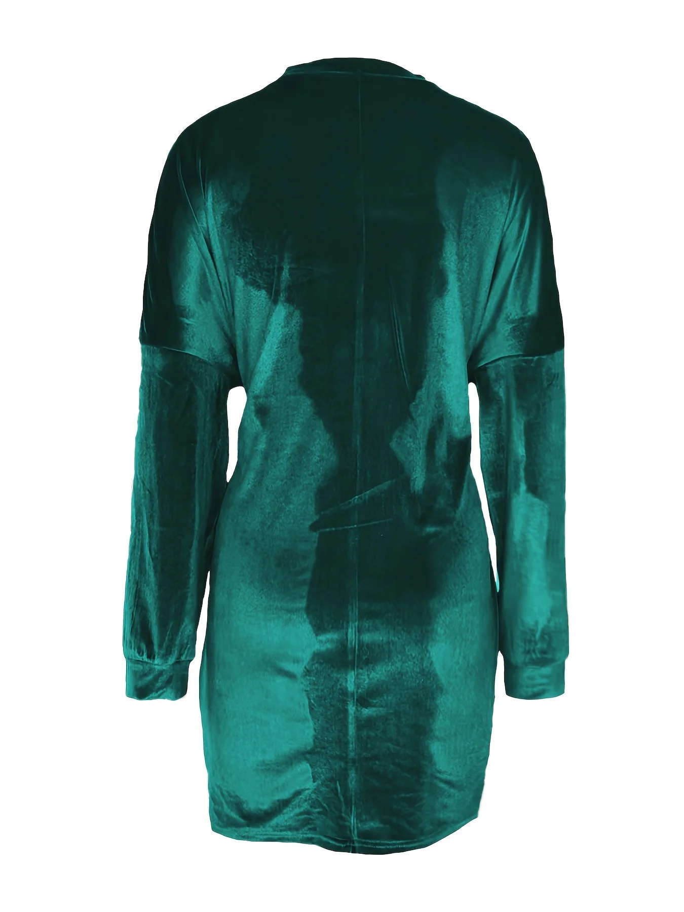 Solid Velvet Long Sleeve Dress, Tie-waist Mock Neck Dress, Women's Clothing - Deanwangkt