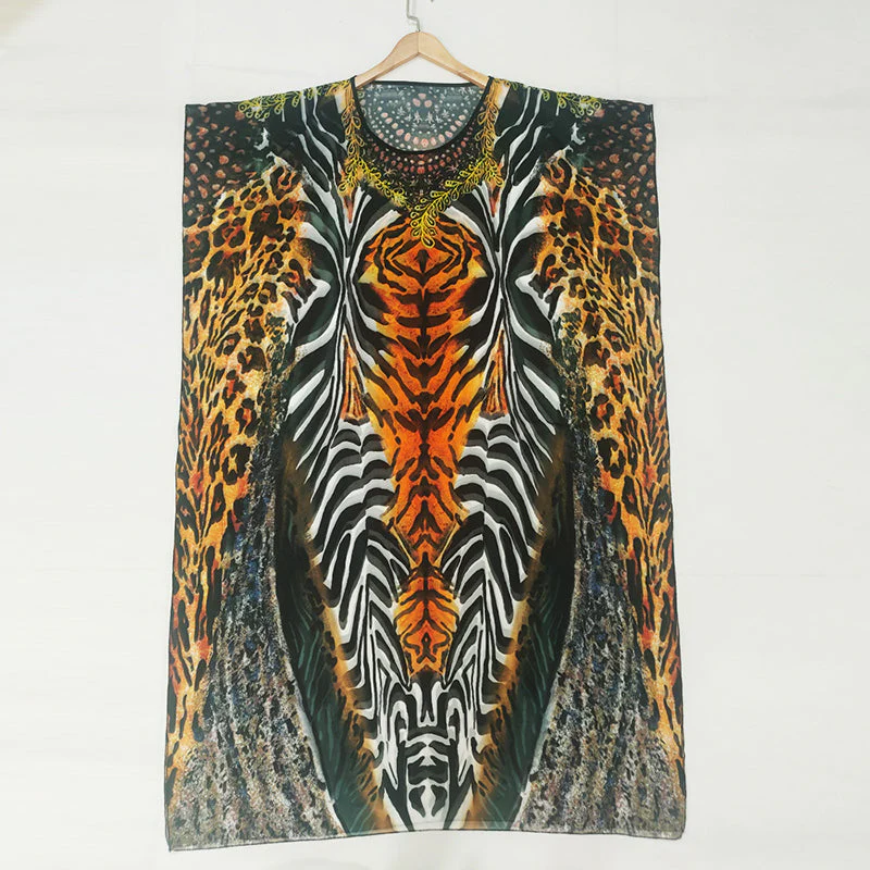 deanwangkt Over Size Chiffon Beach Cover-up Leopard Print Bohemian Dress Pareos Beach Wear Swimsuit Cover Up Maxi Dress Robe De Plage - Deanwangkt