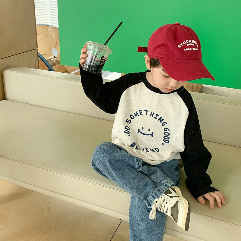 deanwangkt Spring Unisex Kids fashion all-match straight jeans 1-8Years boys trousers girls loose denim pants - Deanwangkt