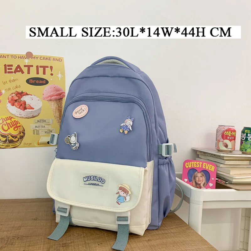 Back to school  Cute Girl Waterproof Backpack Fashion Travel Women Mochila Rucksack Nylon Bookbag for Teens Schoolbag Black Laptop Bag - Deanwangkt