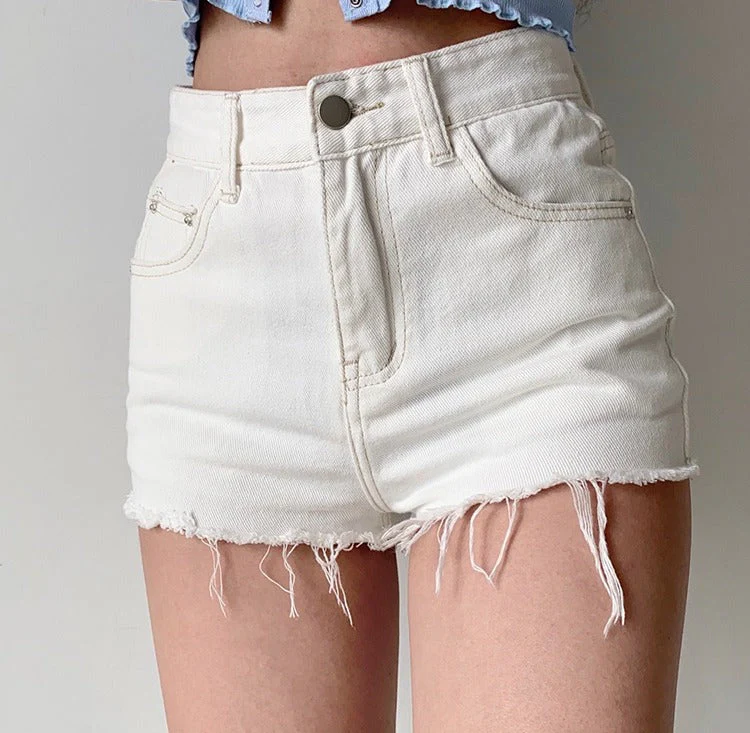 deanwangkt - Frayed High Waist Denim Shorts - Deanwangkt