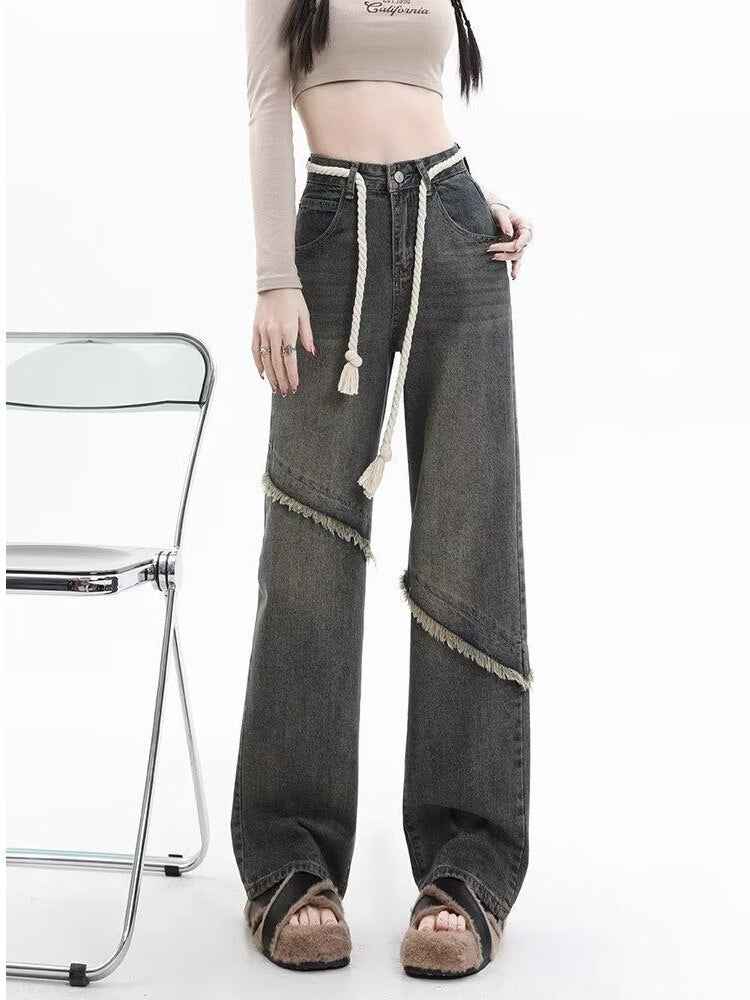 deanwangkt Vintage Harajuku Jeans Women Clothes For Teenagers Y2k Women's Slacks Fashion Aesthetic Clothing Autumn New Products Baggy Pants - Deanwangkt