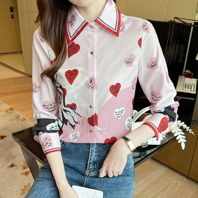 deanwangkt Spring Summer Women's Blouses New chic printing ladies shirts Long Sleeve Shirts Tops Blusas Mujer - Deanwangkt
