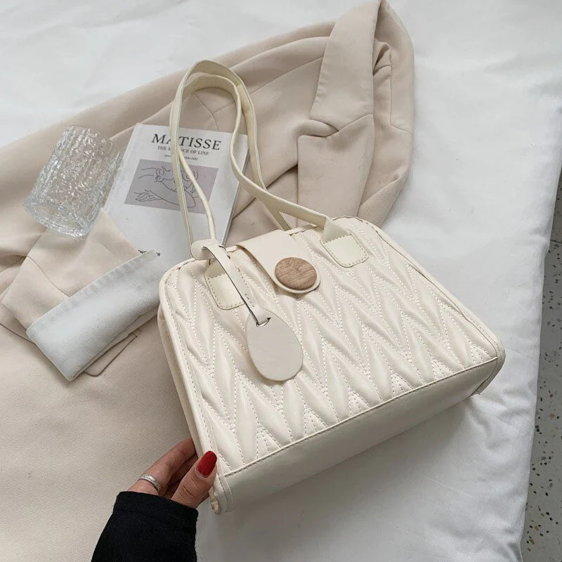 deanwangkt  BACK TO COLLEGE    Retro Solid Color Handbags For Women Casual Trend Soft Leather Crossbody Bag Small Shoulder Bag Square Small Purses Pleated Bag - Deanwangkt