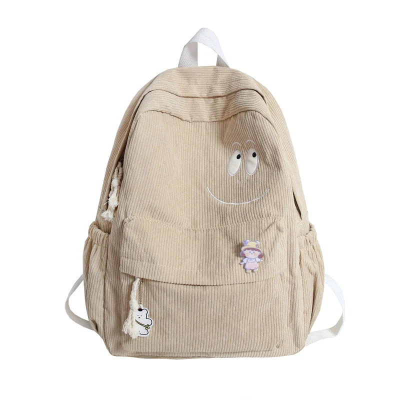 deanwangkt New Female Kawaii Corduroy Laptop College Backpack Trendy Girl Green Cool Cute Bag Fashion Women School Bag Lady Travel Backpack - Deanwangkt