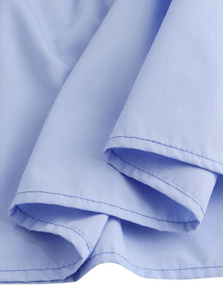 deanwangkt Women Solid Color Short Sleeve Elegant Dress - Deanwangkt