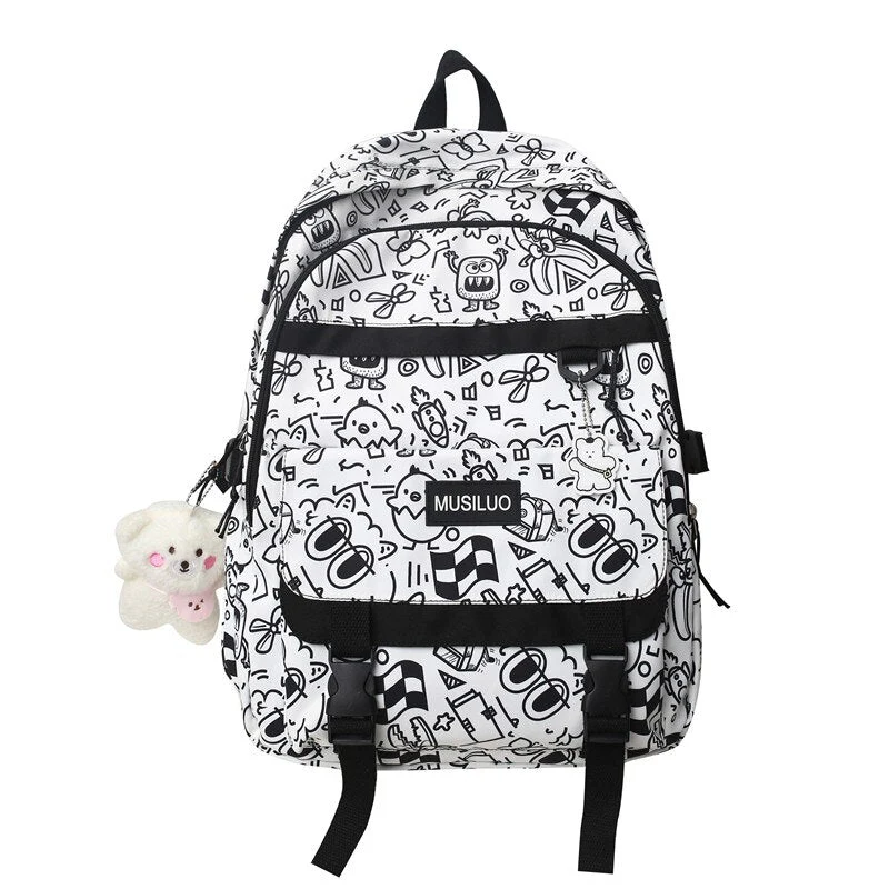 Fashion Backpack For Women School Bags Men Travel Rucksack Graffiti Boy Girl Student Bag Female College Knapsack Laptop Mochila - Deanwangkt