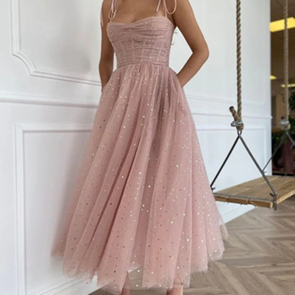 Blue A Line Prom Dresses Sweetheart Sleeveless Tulle Formal Wedding/Evening Party Dress for Graduation Vestidos De Fiesta - Deanwangkt