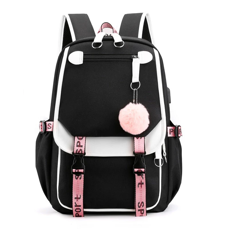 deanwangkt Women girls School Backpacks Anti Theft USB Charge Backpack Waterproof Bagpack School Bags Teenage Travel Bag - Deanwangkt