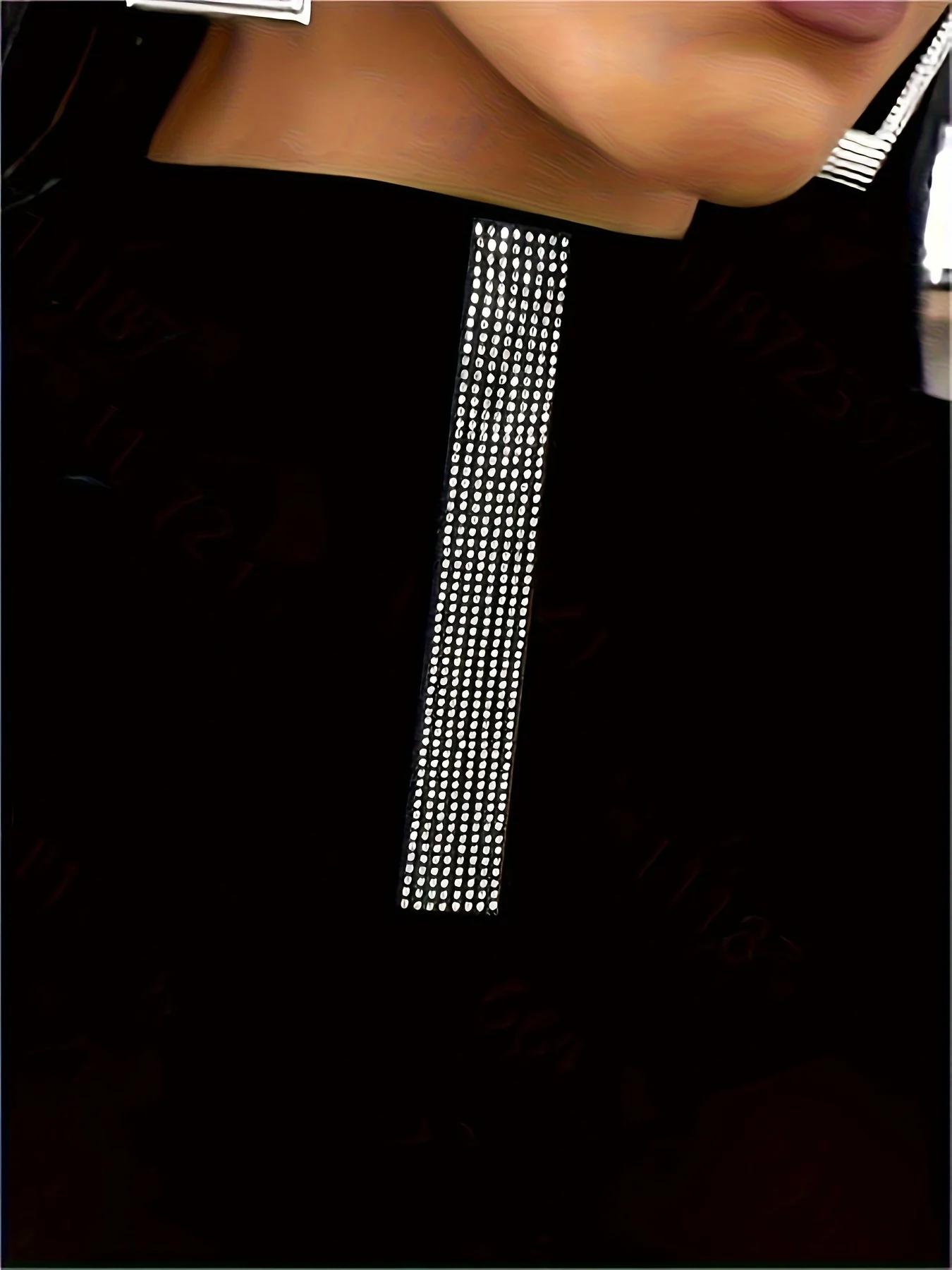 deanwangkt-1 Geometric Pattern Mock Neck T-Shirt, Casual Long Sleeve Top For Spring & Fall, Women's Clothing - Deanwangkt