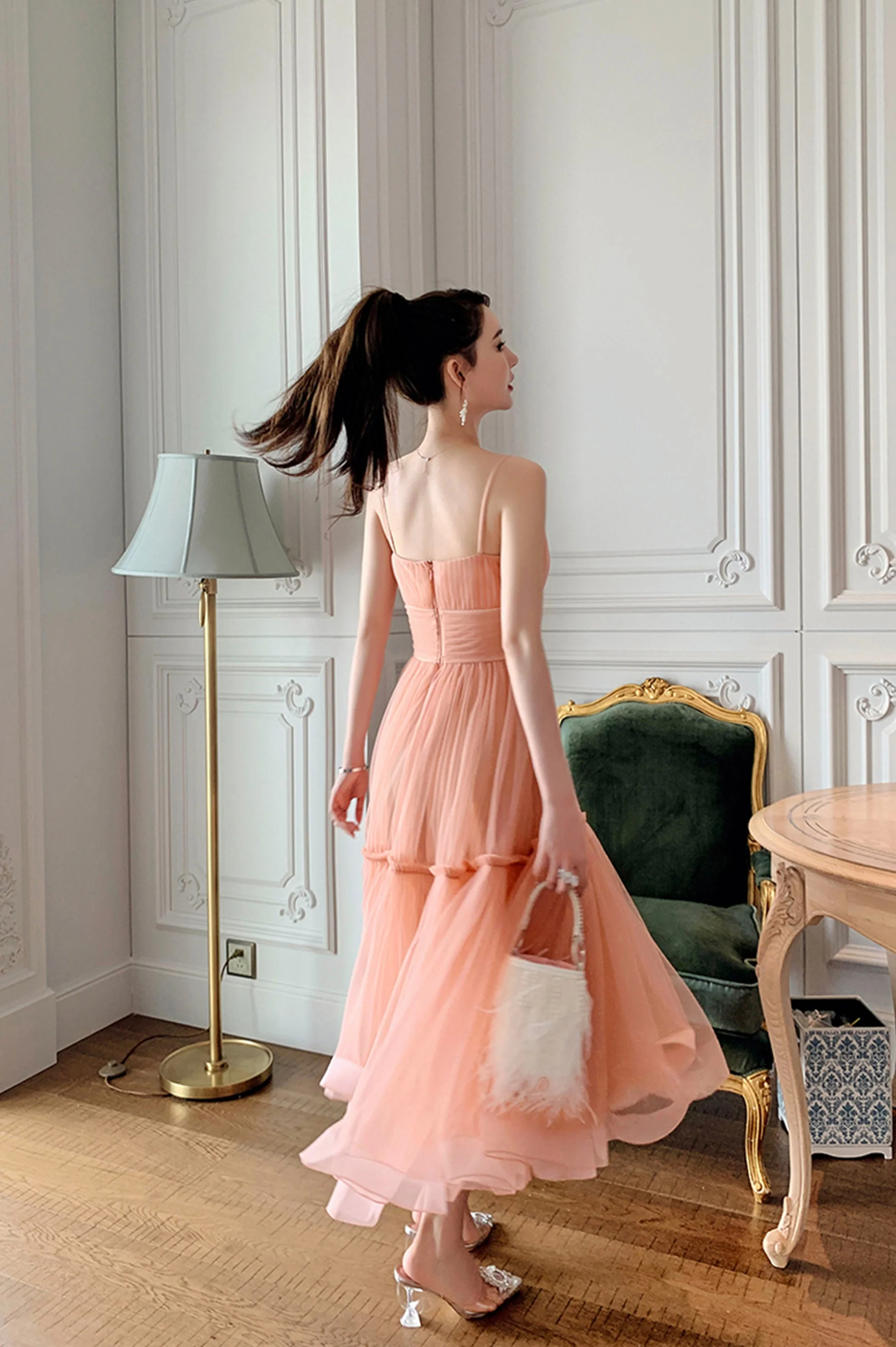 solvbao Cute Tulle Short A-Line Prom Dress, Spaghetti Strap Tulle Homecoming Dress - Deanwangkt