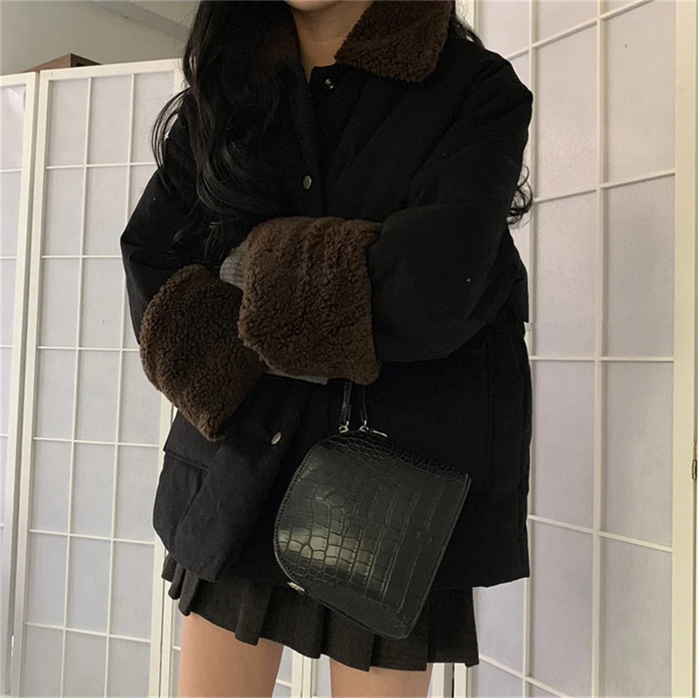 deanwangkt  Lambswool Retro Coats Fashion Thicken Elegant Warm Hot  Winter High Street New Casual All Match Loose Jackets - Deanwangkt