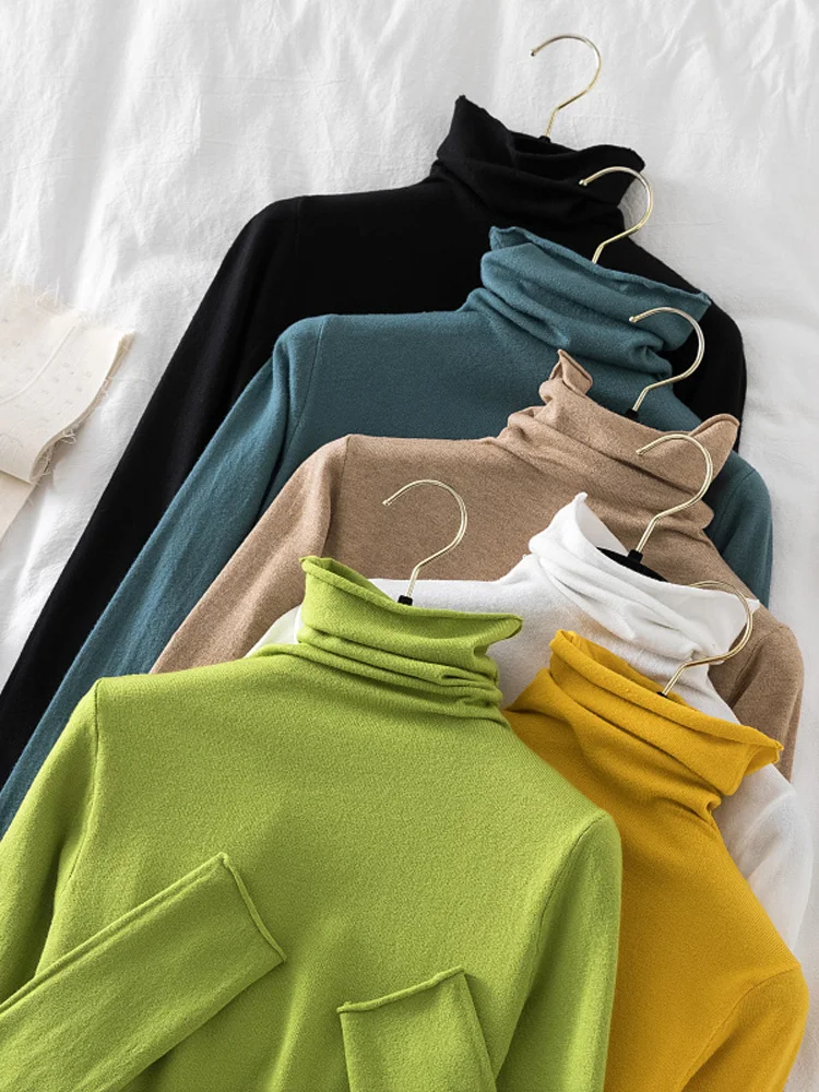 deanwangkt Turtleneck Women Sweaters Autumn Winter Sweater Knitted Pullover Long Sleeve Woman Sweaters Tops Soft Jumper Pull Femme - Deanwangkt