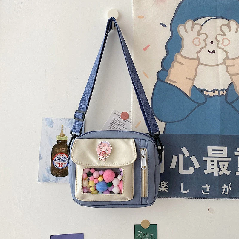 deanwangkt Cute Small Bag Women With Transparent Pocket Crossbody Bags Women Mini Shoulder Bag Nylon Bag Women Bolsa Feminina Phone Bags - Deanwangkt