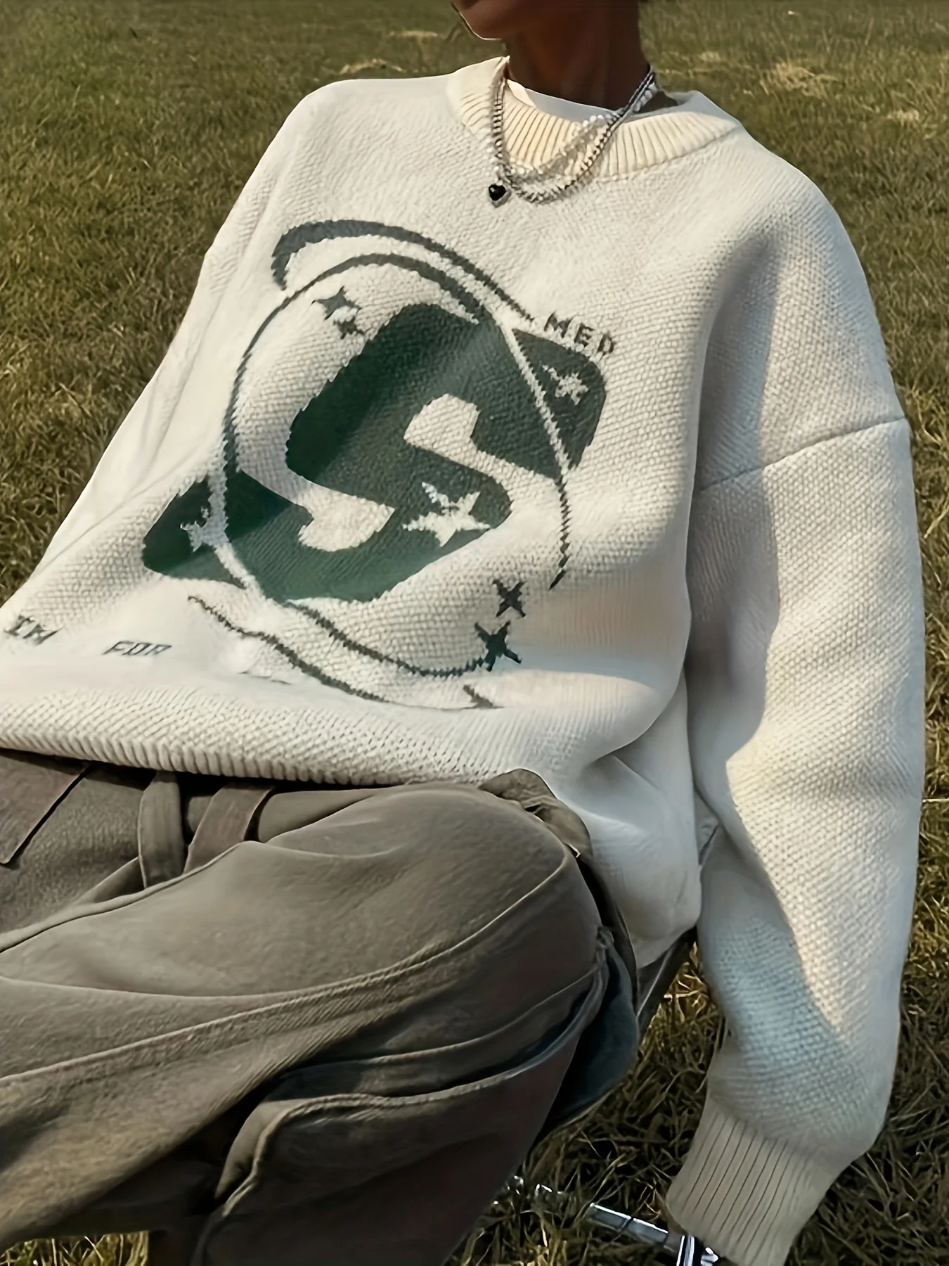 deanwangkt-1  Letter Pattern Crew Neck Pullover Sweater, Casual Long Sleeve Sweater For Fall & Winter, Women's Clothing - Deanwangkt