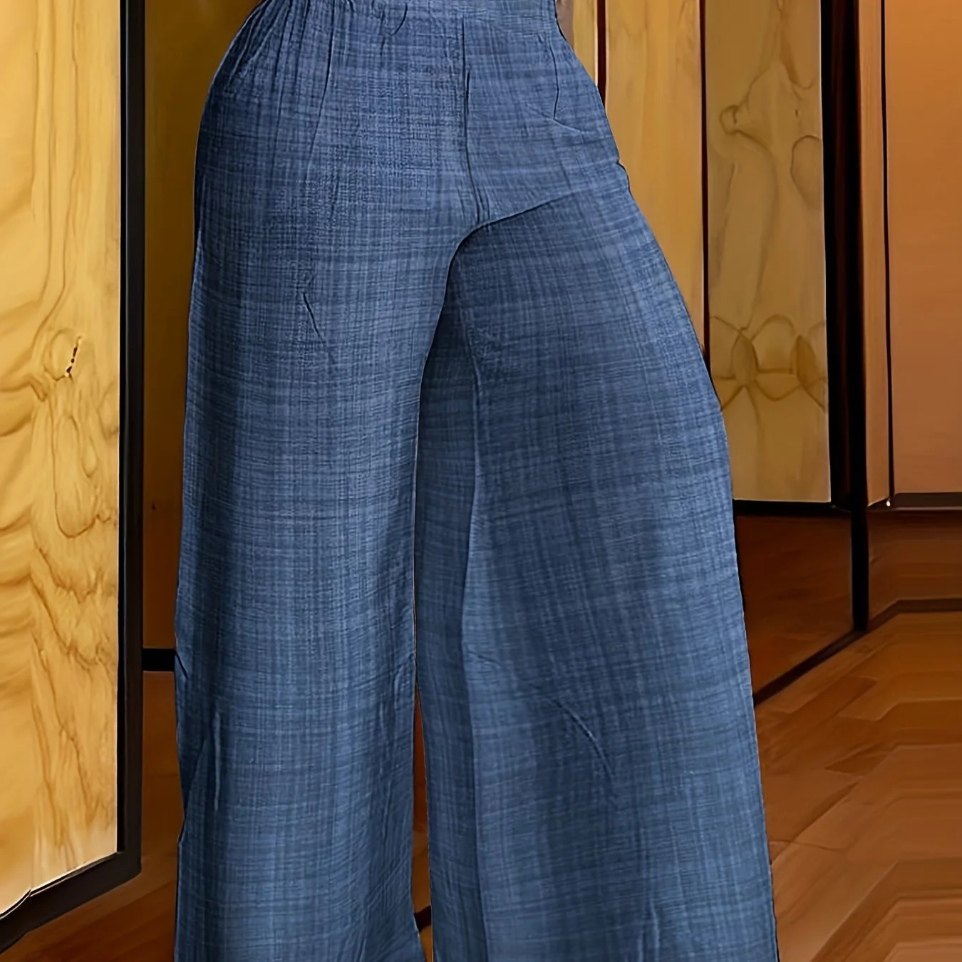 Solid Simple Palazzo Pants, Casual Wide Leg Elastic Waist Pants, Women's Clothing - Deanwangkt