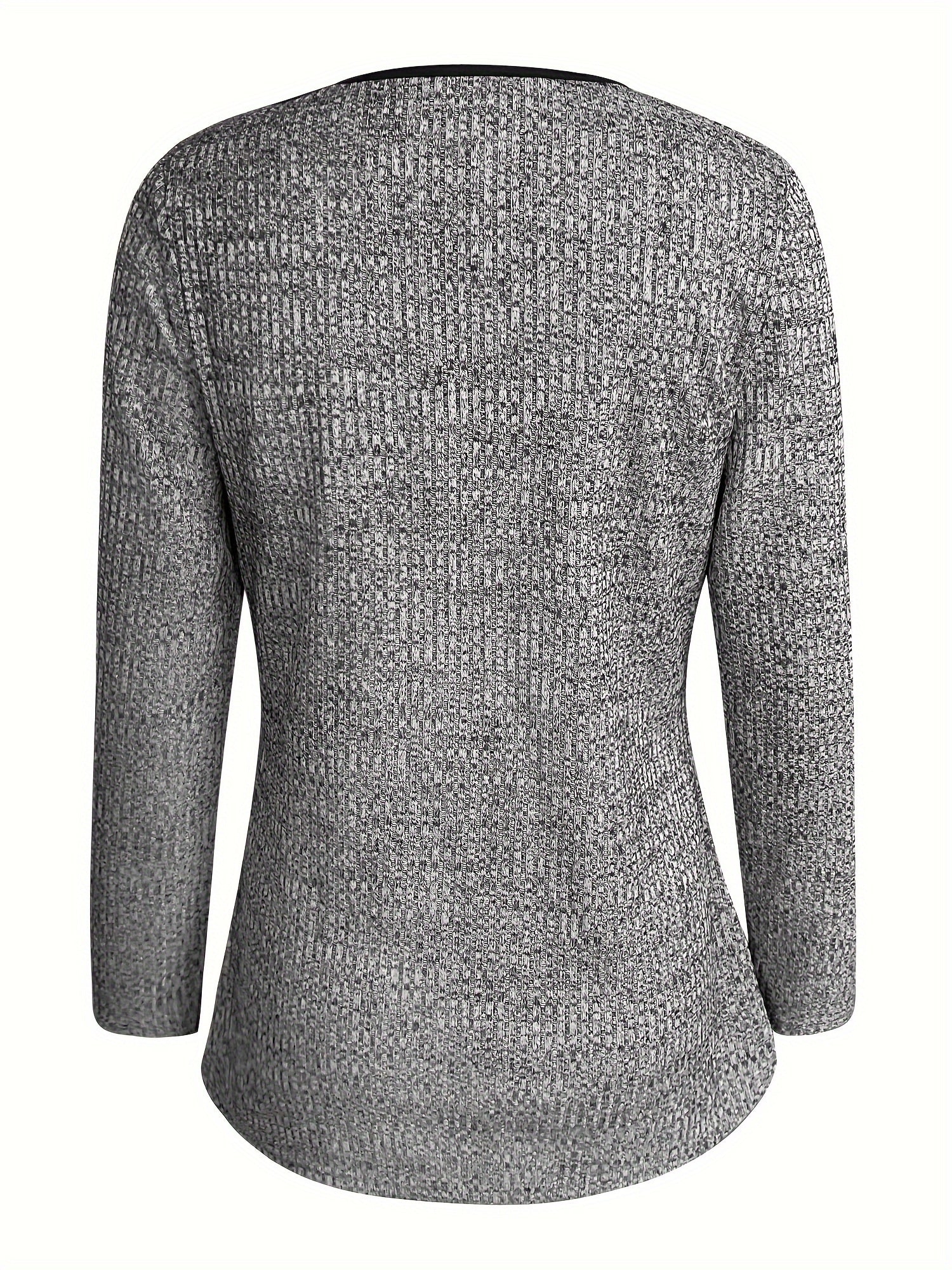 Tie Front Ruffle Trim T-Shirt, Casual Long Sleeve Top For Spring & Fall, Women's Clothing - Deanwangkt