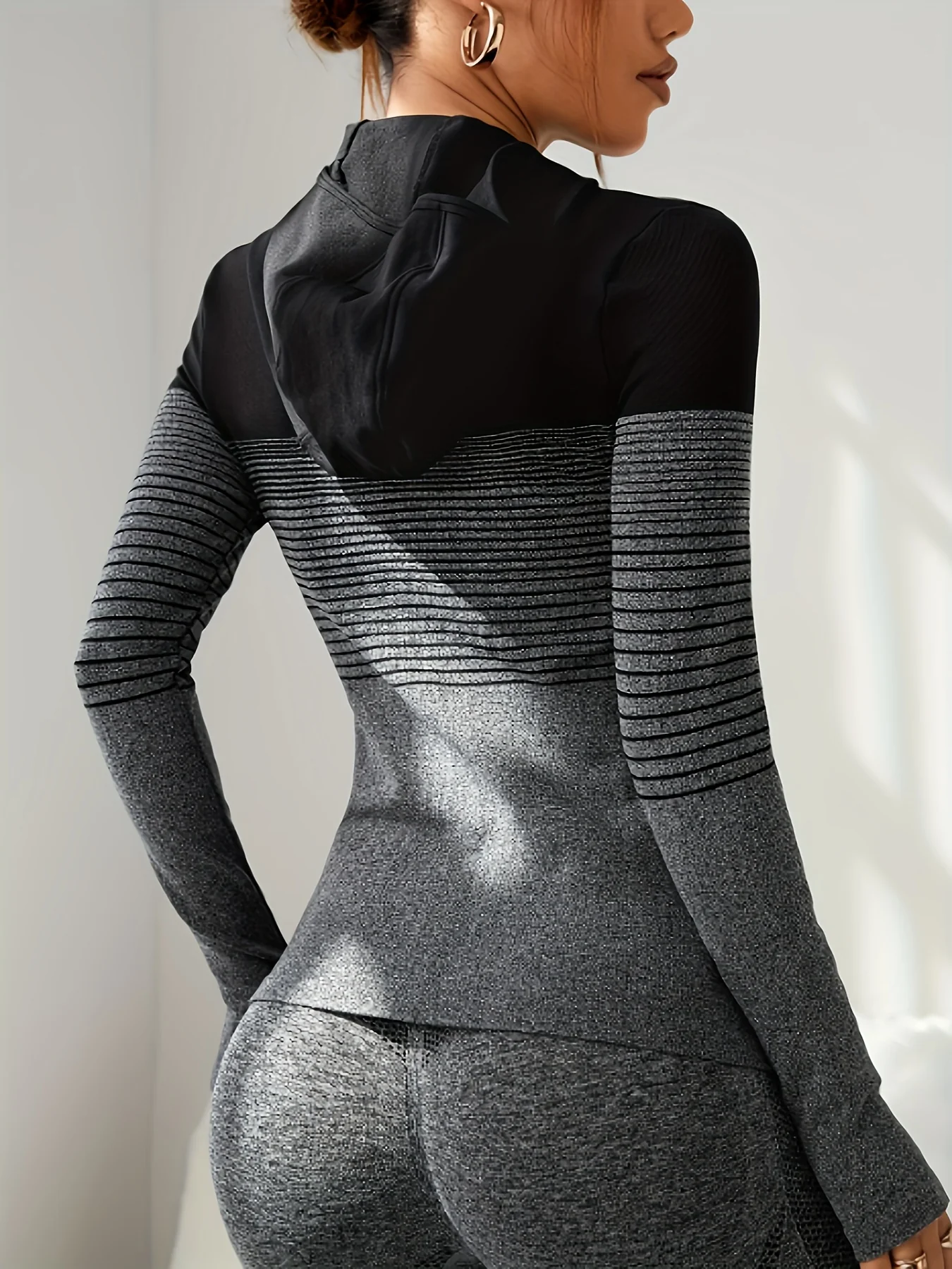 deanwangkt-1 Fashion Striped Pattern Causal Sports Jacket, Long Sleeve Sweatshirts Coat, Women's Sporty Sweatshirts - Deanwangkt