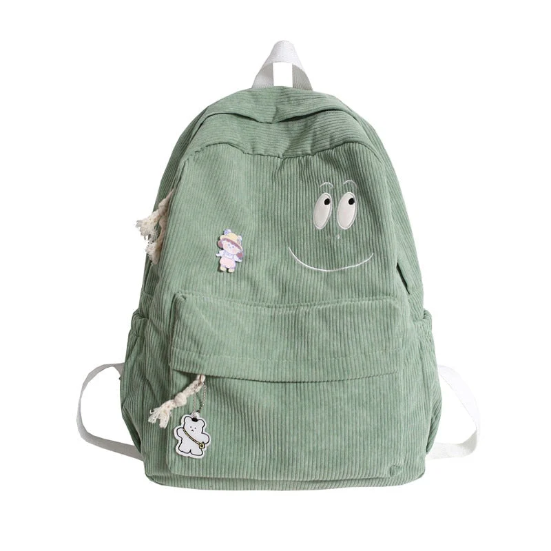 deanwangkt New Female Kawaii Corduroy Laptop College Backpack Trendy Girl Green Cool Cute Bag Fashion Women School Bag Lady Travel Backpack - Deanwangkt