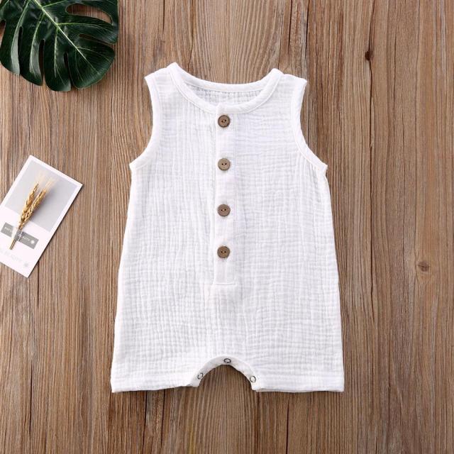 deanwangkt 0-24M Summer Solid Rompers Newborn Infant Baby Girl Boy Outfit Cotton Romper Jumpsuit Bebe Kids Ropa Sleevless Casual Clothes - Deanwangkt