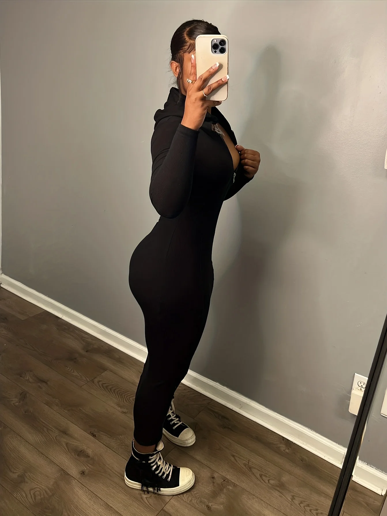 deanwangkt-1  Zip Front Bodycon Hooded Dress, Casual Long Sleeve Ankle Length Dress For Spring & Fall, Women's Clothing - Deanwangkt