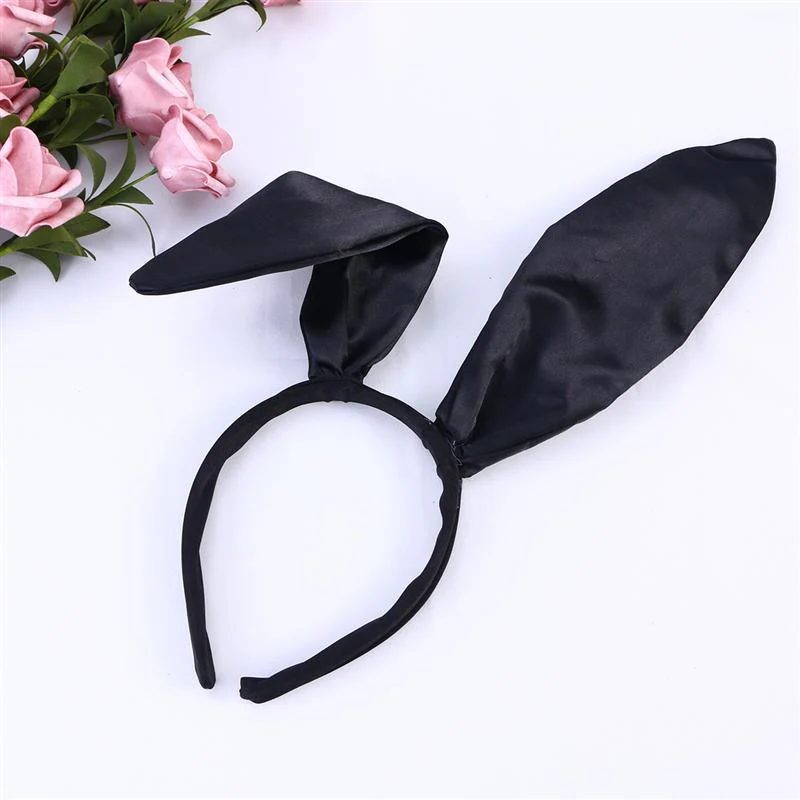 20cm Easter Sweet Sexy Bunny Ears Headband Rabbit Ear Hair Band for Party Cosplay Costume Accessory (Black) - Deanwangkt