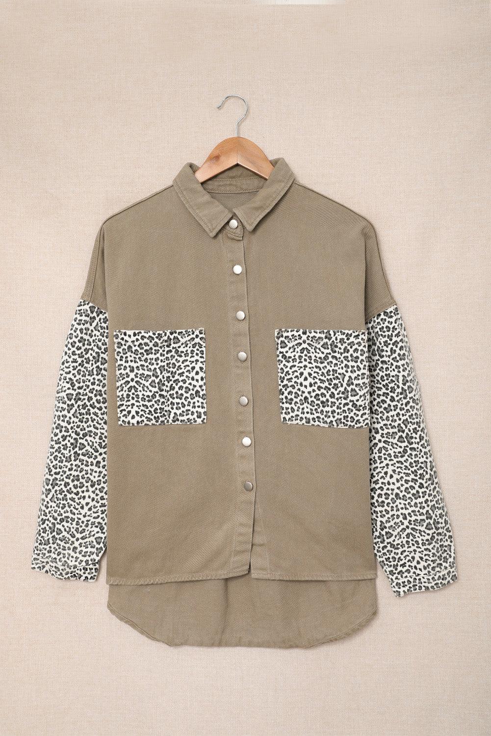 deanwangkt Leopard Contrast Denim Top - Deanwangkt