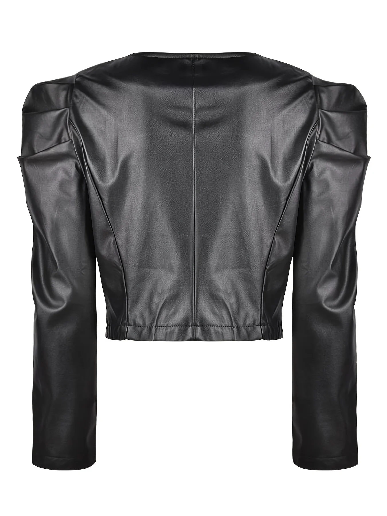 Casual Faux Leather Jacket, Lapel PU Long Sleeve Fashion Loose Outerwear, Women's Clothing - Deanwangkt