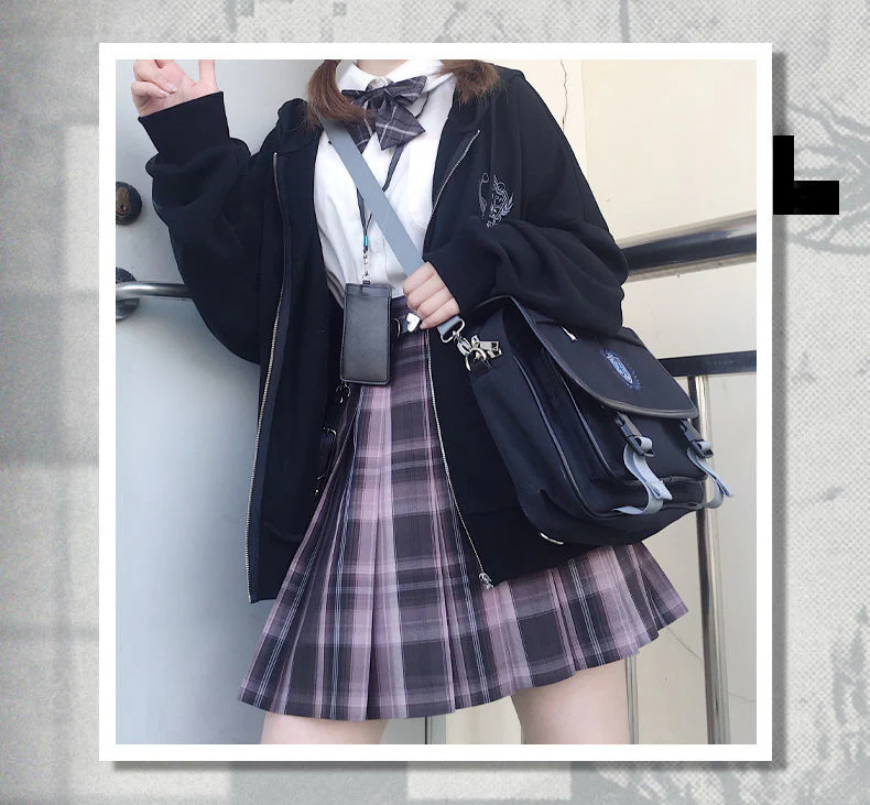 deanwangkt  Japanese Kawaii Zipper Hoodies Women Autumn Harajuku Oversized Preppy Style Jk Uniform Sweatshirt Soft Girl Cute Fashion - Deanwangkt