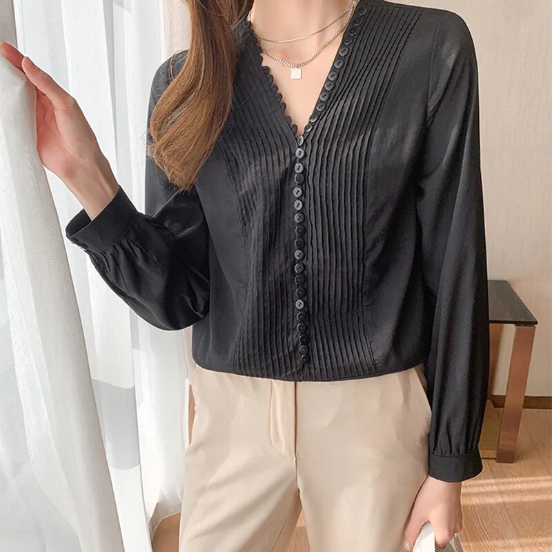 deanwangkt France style ladies shirts Women's Blouses  Spring Autumn Long Sleeve Shirts Tops Blusas Mujer - Deanwangkt