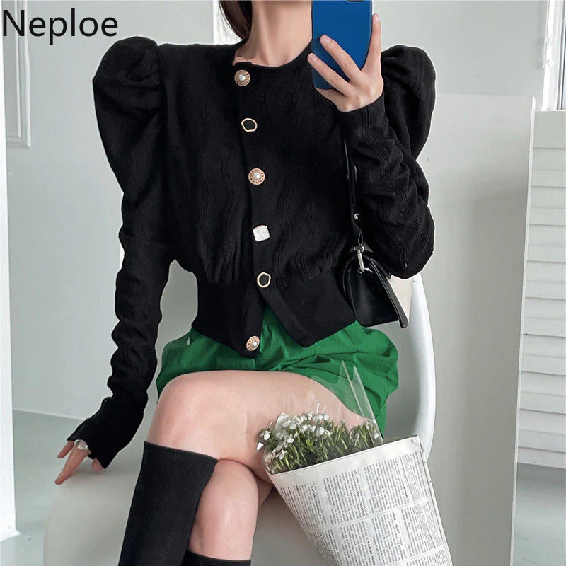 deanwangkt Camisas Mujer Womens Tops O-neck Puff Sleeve Temperament Blouses Office Lady Korean Fashion Elegant Blouse Blusas 98745 - Deanwangkt