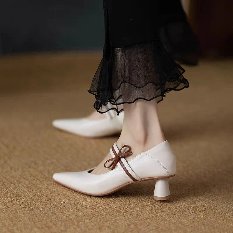 deanwangkt Shoes for Women New Bow Knot Thick with A Word with Summer Fashion Versatile Ladies Single Shoes Sandal - Deanwangkt