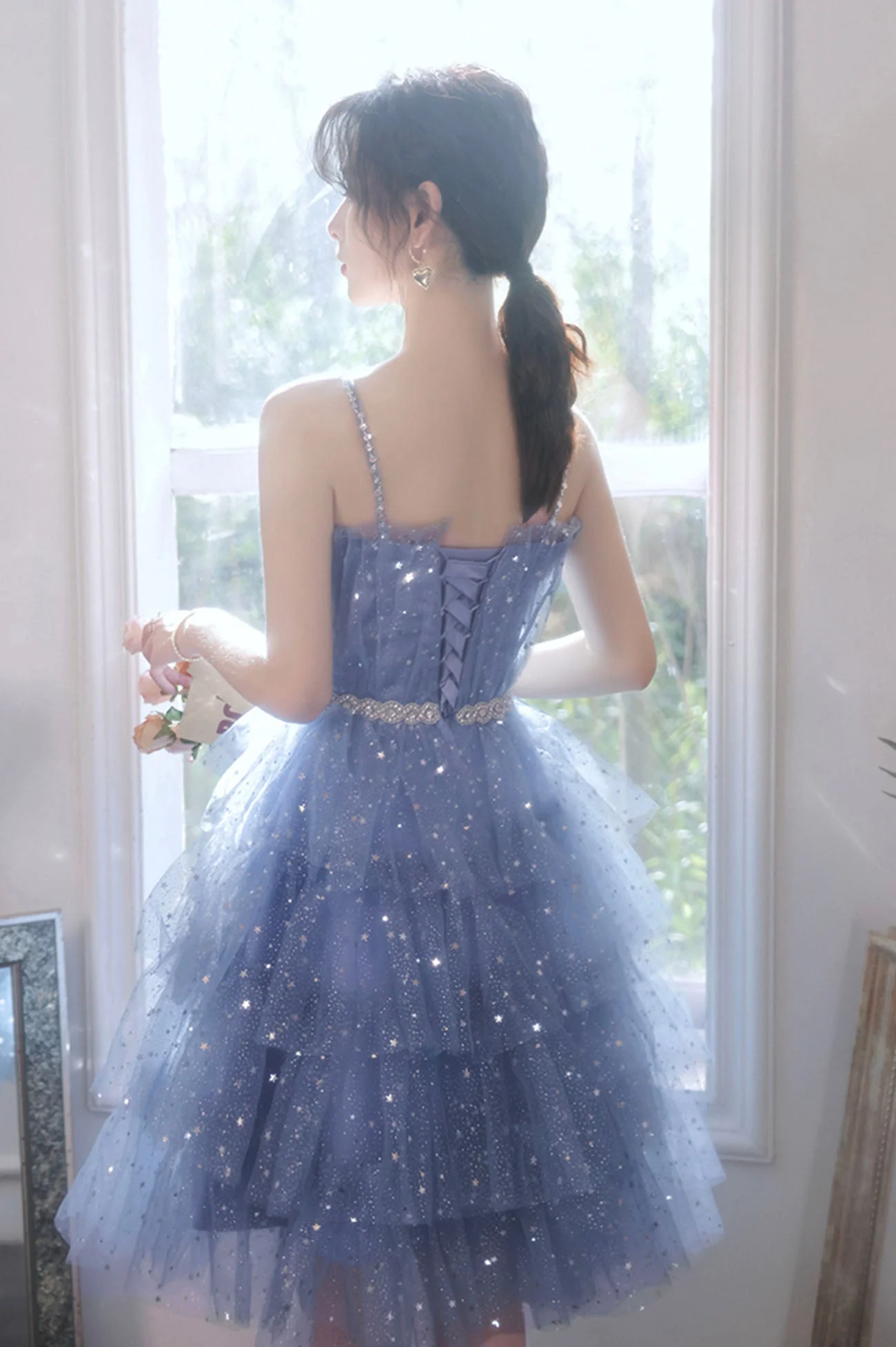 solvbao Blue Tulle Short Prom Dresses, A-Line Homecoming Party Dresses - Deanwangkt
