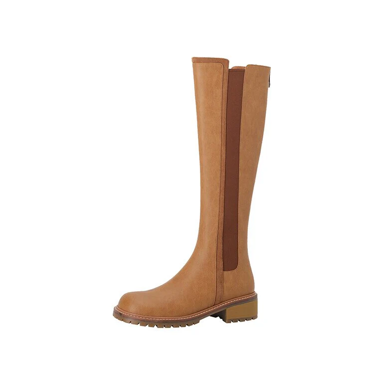 deanwangkt Autumn Boots   NEW Fall Women Shoes Round Toe Chunky Shoes Women Winter Split Leather Knight Boots Thick Heel Knee High Boots Retro Boots Women - Deanwangkt