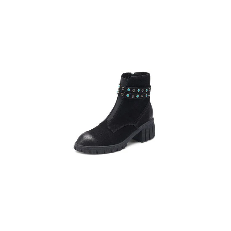 deanwangkt Autumn Boots    Fashion Women Boots Round Toe Thick Heel Women Shoes Genuine Leather Boots for Women New Fall Shoes Women Ankle Boots Women - Deanwangkt