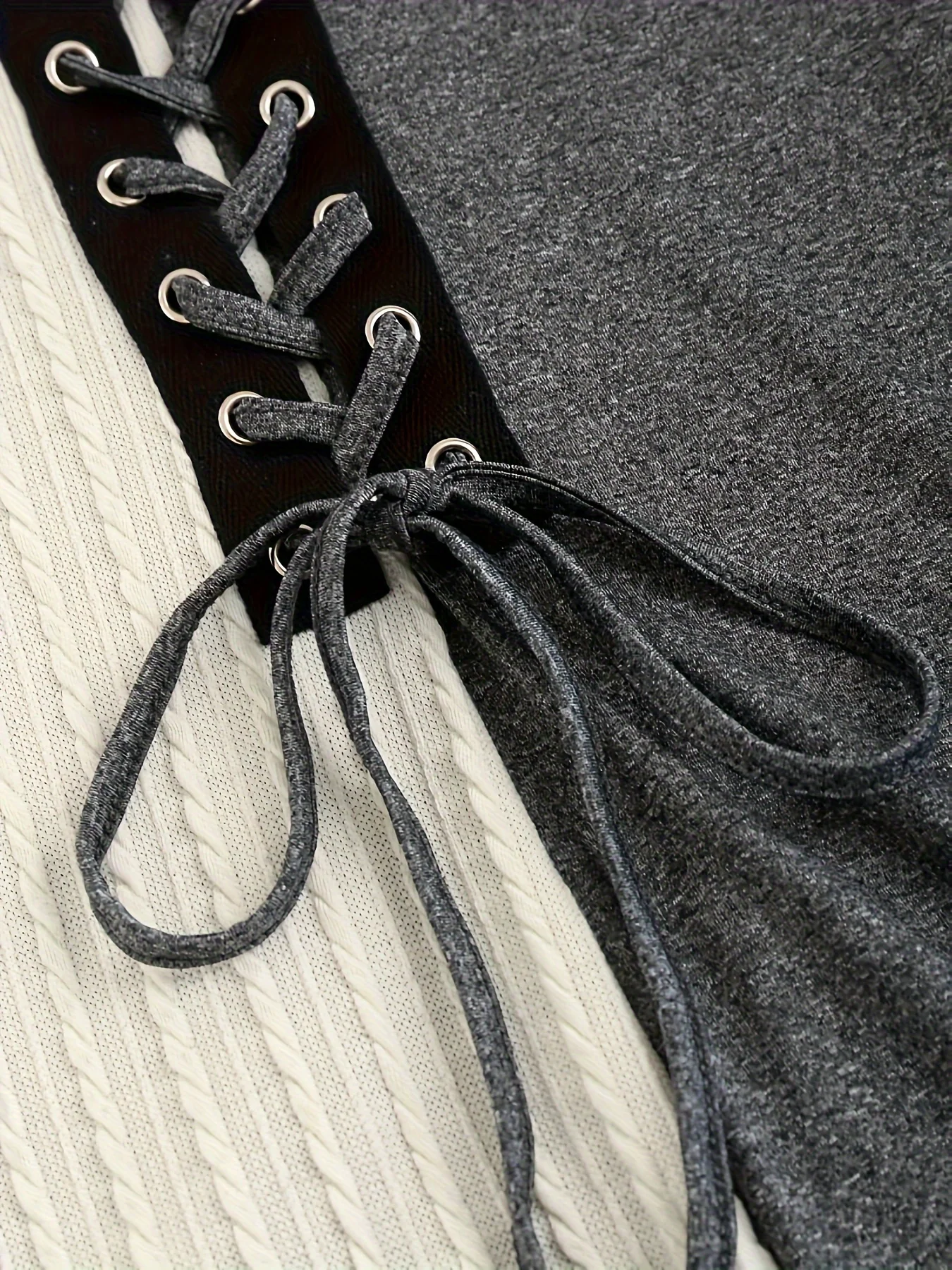 Color Block Lace Up Dress, Casual Long Sleeve Boat Neck Knit Dress For Fall & Winter, Women's Clothing - Deanwangkt