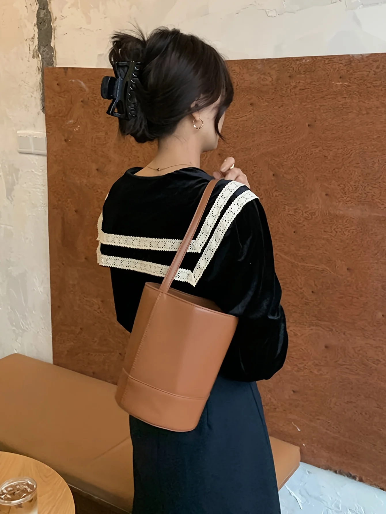 deanwangkt Contrast Lace Button Front Collar Blouse, Casual Long Sleeve Blouse For Spring & Fall, Women's Clothing - Deanwangkt