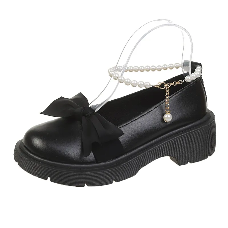 deanwangkt Women Thick Platform Mary Janes Lolita Shoes Party Pumps Summer  New Sandals Bow Chain Mujer Shoes Fashion Oxford Zapatos - Deanwangkt