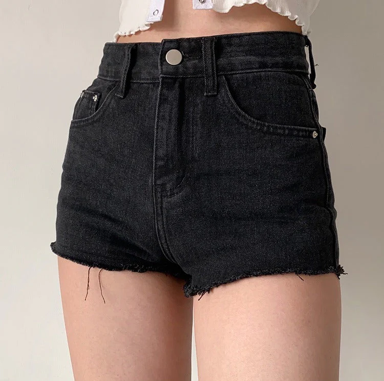 deanwangkt - Frayed High Waist Denim Shorts - Deanwangkt