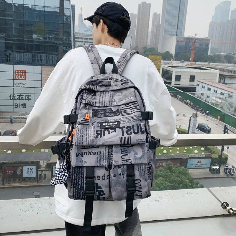 deanwangkt Cool Graffiti Large-capacity Backpack Women Man Waterproof School Bags for Teenagers Geometric Travel Backpack Ladies Bookbags - Deanwangkt