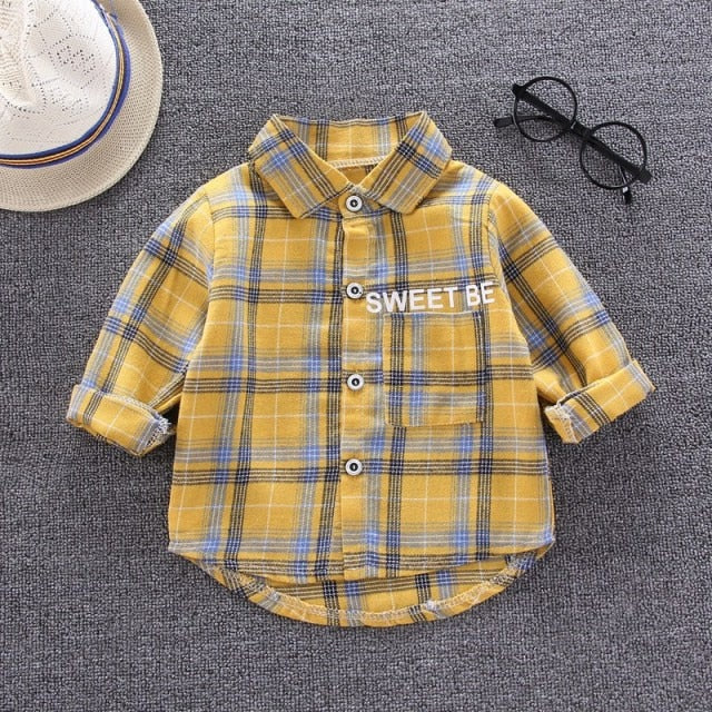 deanwangkt  Kids Shirt Clothes Spring Thin Blouses Clothing Infant Boy Plaid Cotton Tops 1 2 3 4 Years Kids Long Sleeves Shirt - Deanwangkt