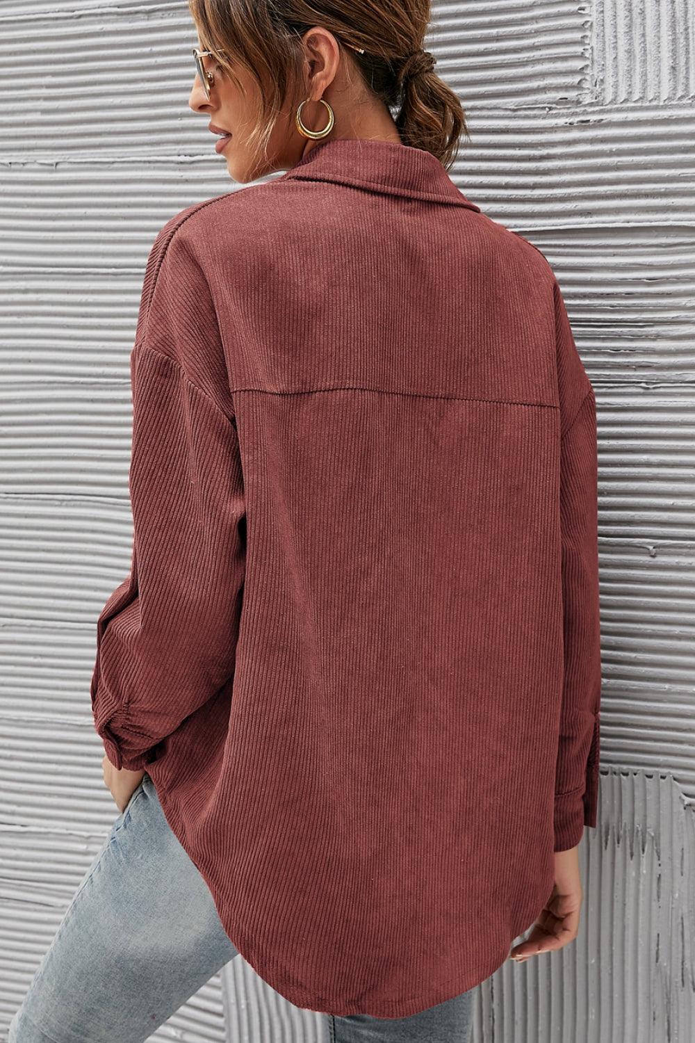 deanwangkt Button Front Drop Shoulder Corduroy Shirt - Deanwangkt